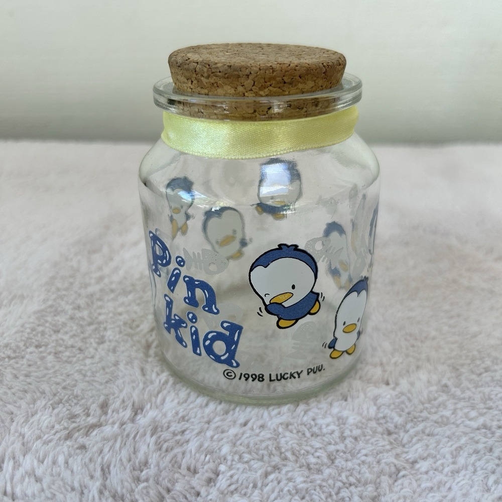 Piyo Piyo Duck Snail Collectible 8" Glass Jar with Lid 1995 Tung Ling Co Design